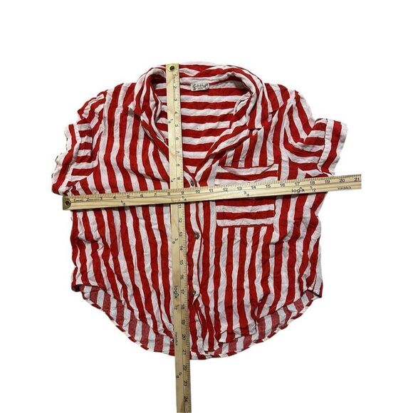 Good Condition Free People button up stripped red and white cropped top blouse s - Picture 9 of 9